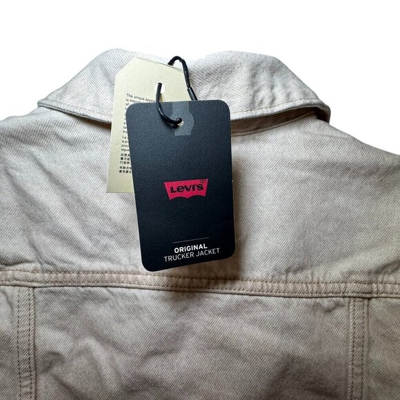 Levi’s Women Stone washed beige Cotton Denim Original Trucker Jacket NWT Large - Picture 6 of 12
